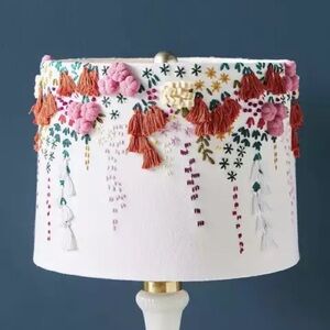 Anthropologie Garden Embroidered Lampshade